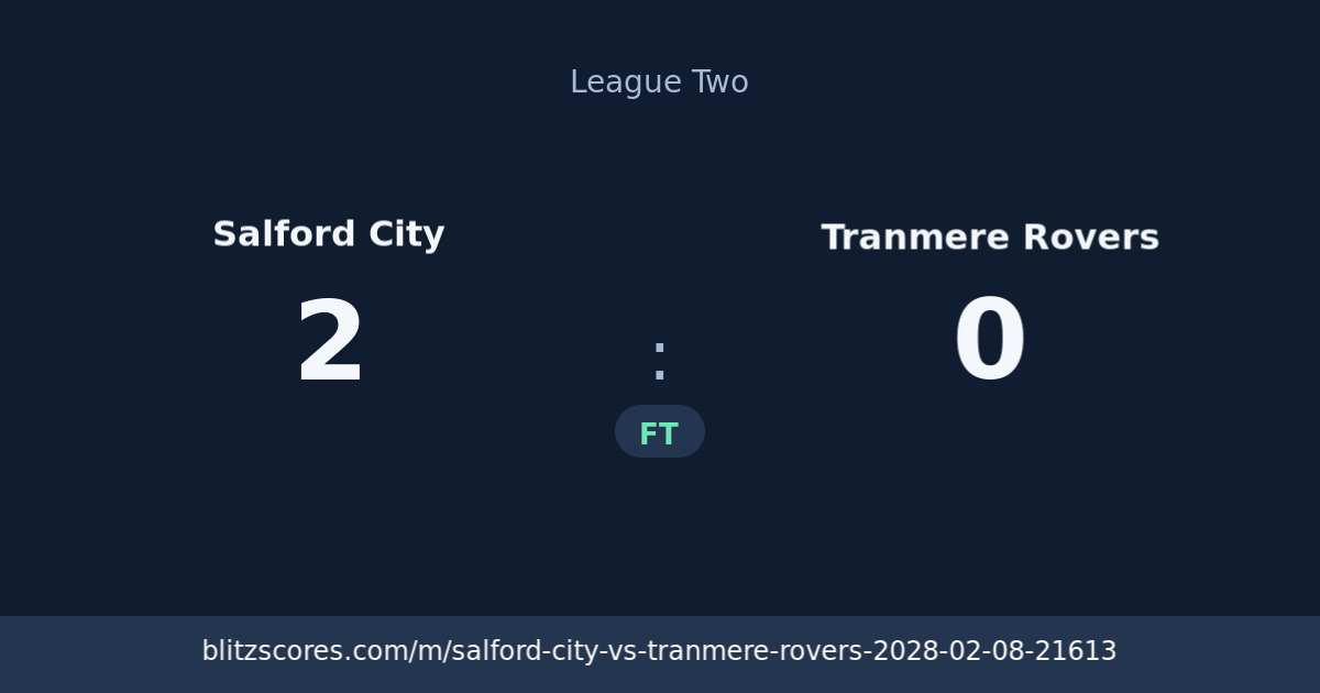 Salford City vs Tranmere Rovers score card
