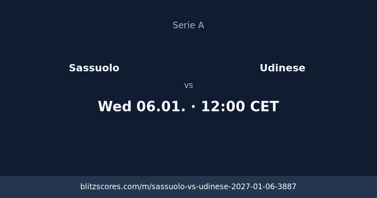 Sassuolo vs Udinese score card