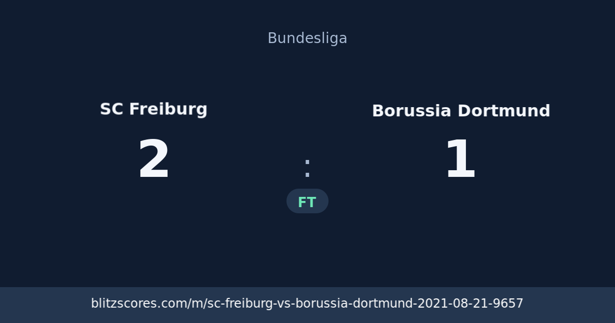 SC Freiburg vs Borussia Dortmund score card