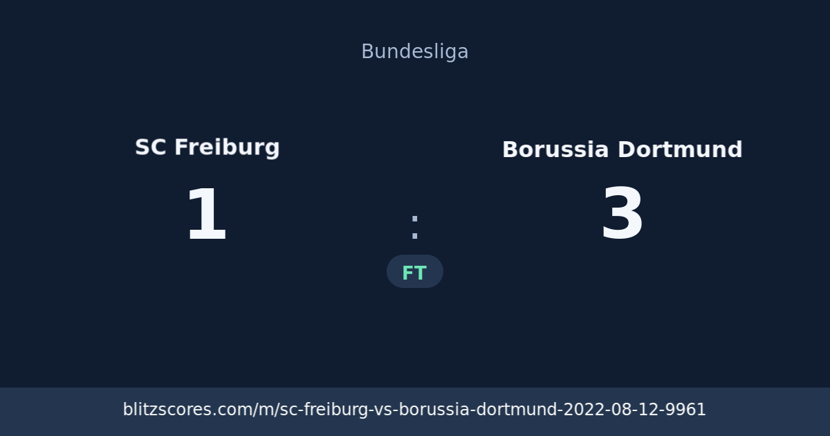 SC Freiburg vs Borussia Dortmund score card