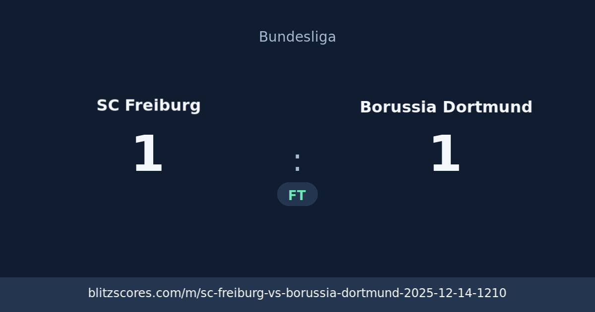 SC Freiburg vs Borussia Dortmund score card