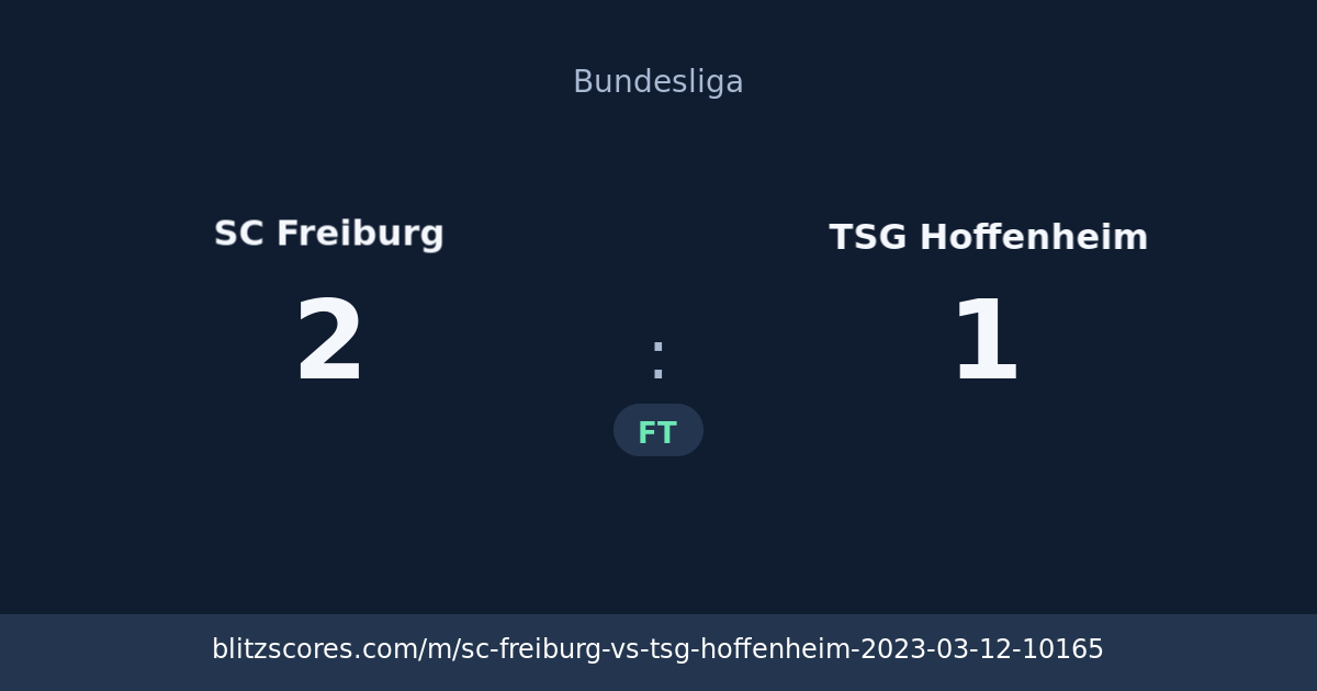 SC Freiburg vs TSG Hoffenheim score card