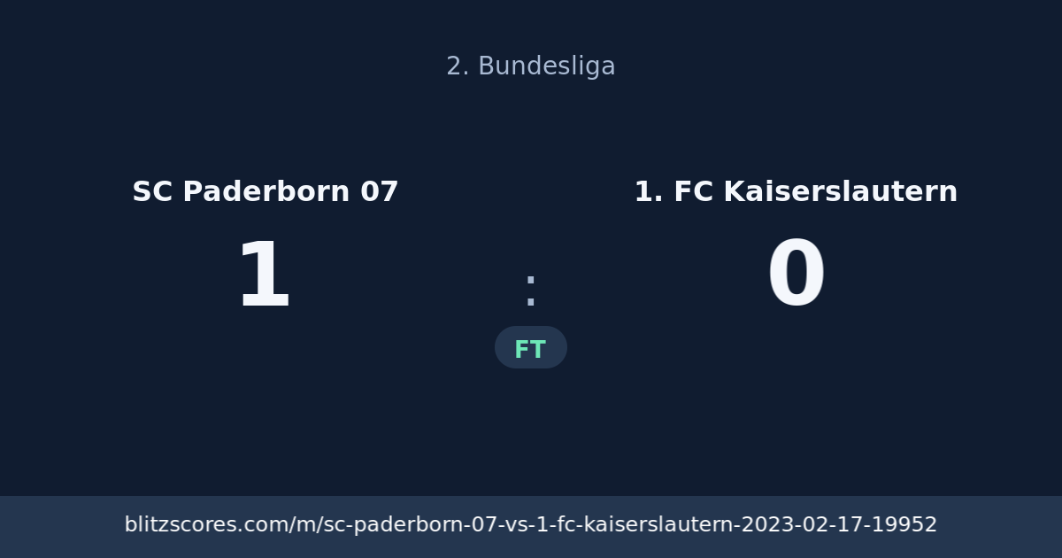 SC Paderborn 07 vs 1. FC Kaiserslautern score card