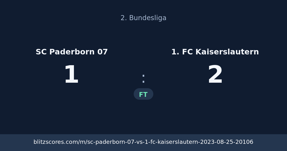SC Paderborn 07 vs 1. FC Kaiserslautern score card