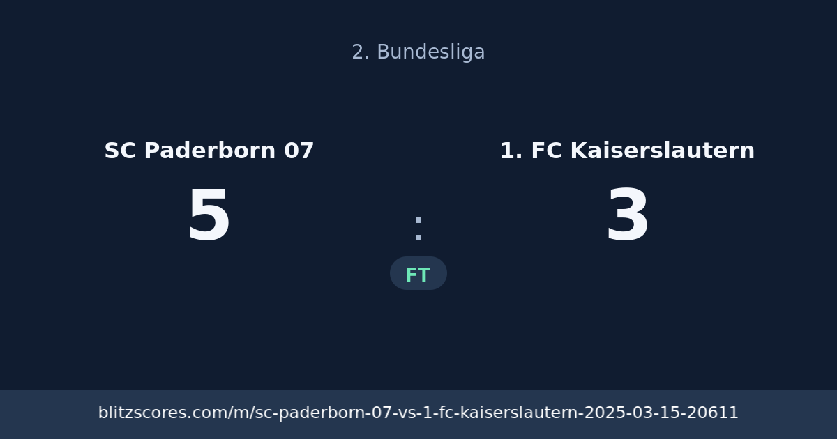 SC Paderborn 07 vs 1. FC Kaiserslautern score card