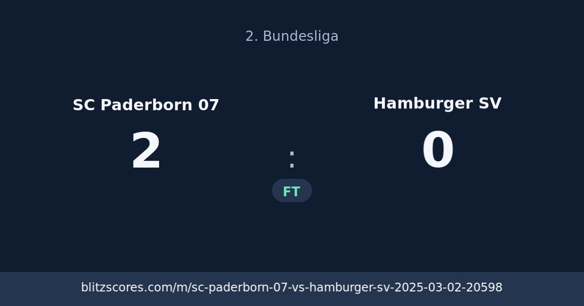 SC Paderborn 07 vs Hamburger SV score card