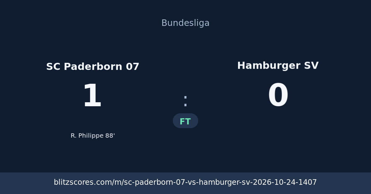 SC Paderborn 07 vs Hamburger SV score card