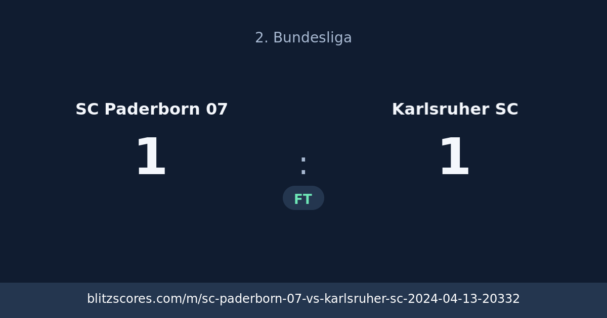 SC Paderborn 07 vs Karlsruher SC score card