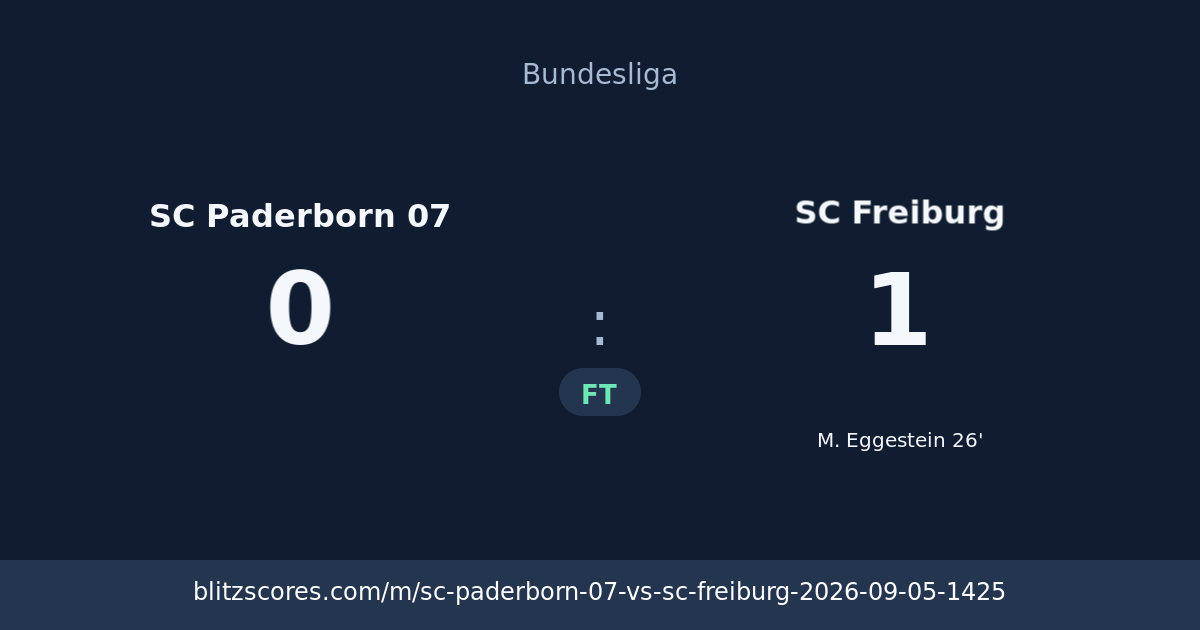 SC Paderborn 07 vs SC Freiburg score card
