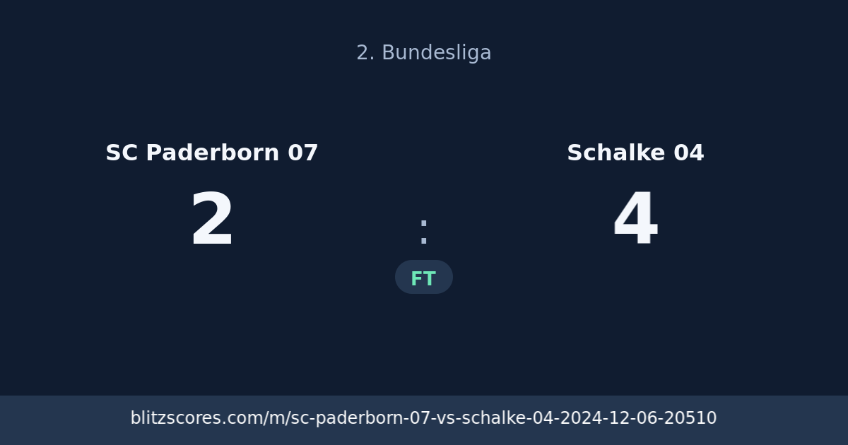 SC Paderborn 07 vs Schalke 04 score card
