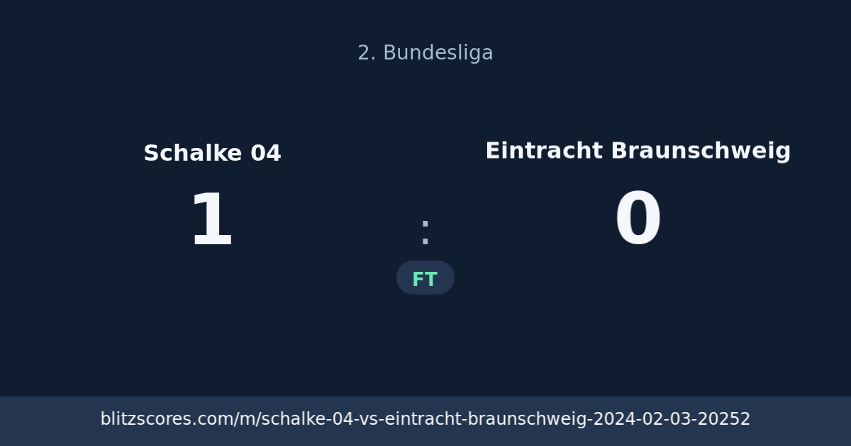 Schalke 04 vs Eintracht Braunschweig score card