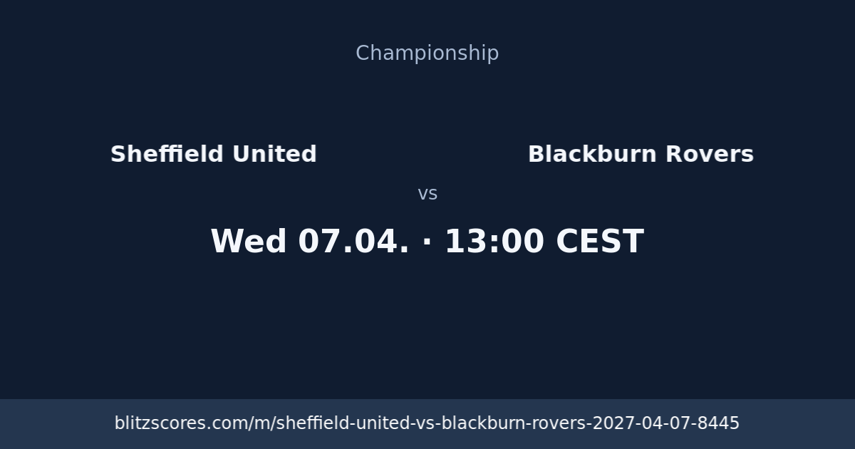 Sheffield United vs Blackburn Rovers score card