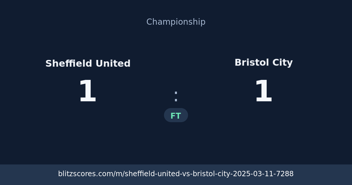 Sheffield United vs Bristol City score card