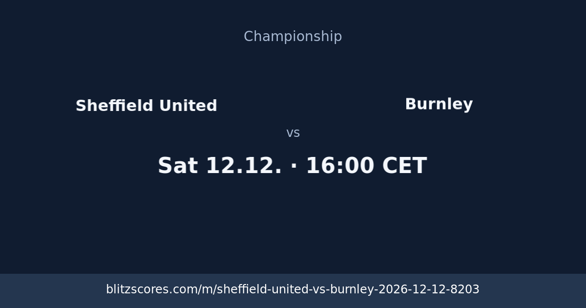Sheffield United vs Burnley score card