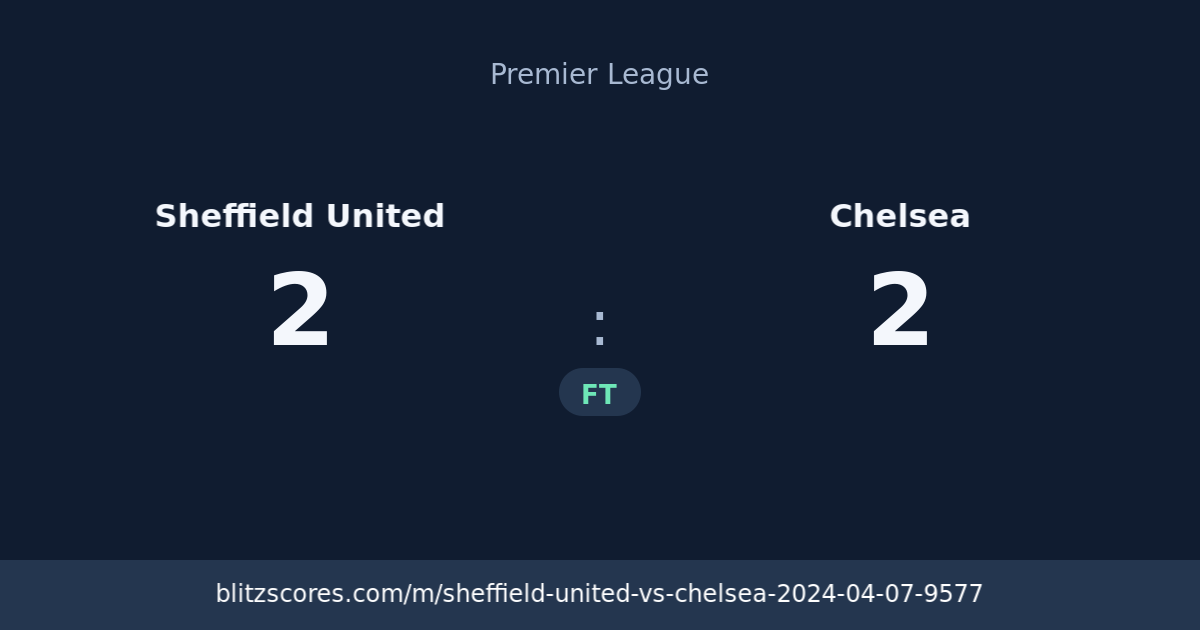 Sheffield United vs Chelsea score card