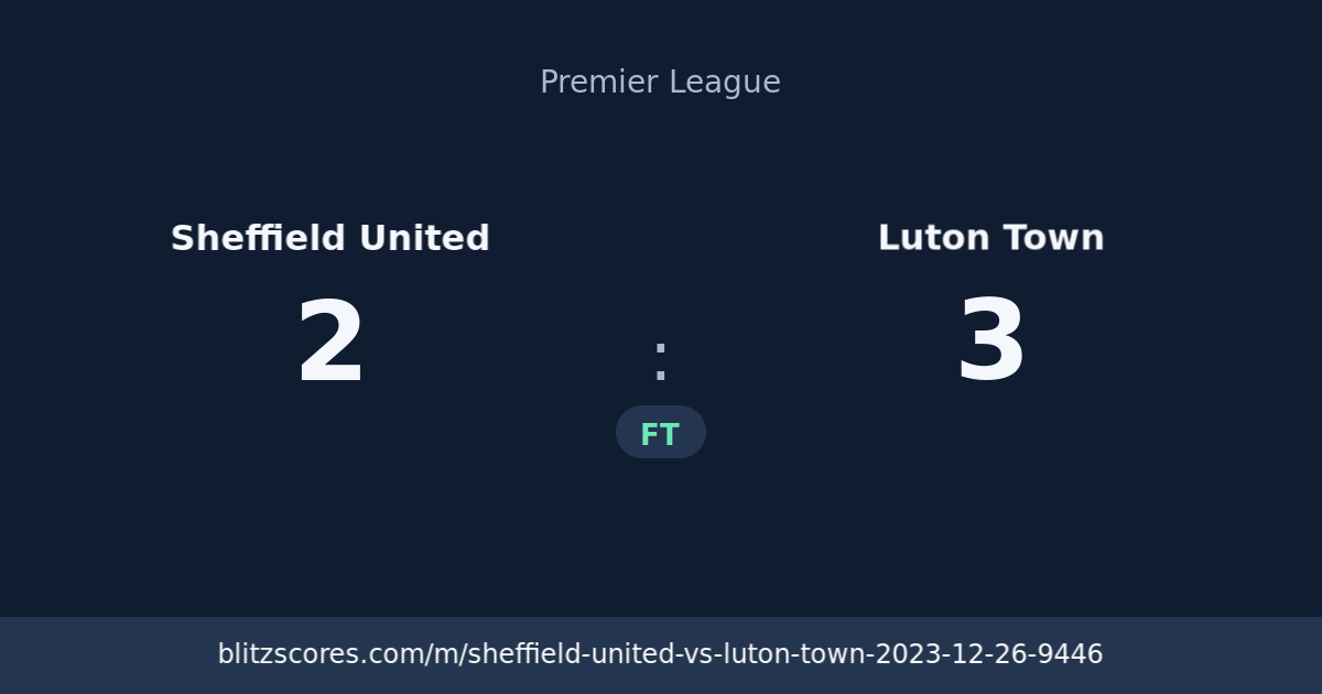 Sheffield United vs Luton Town score card