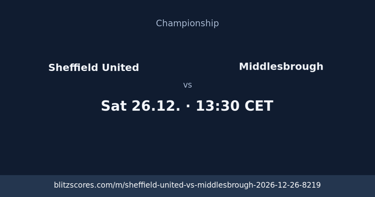 Sheffield United vs Middlesbrough score card