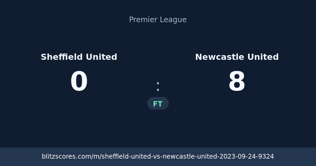 Sheffield United vs Newcastle United score card