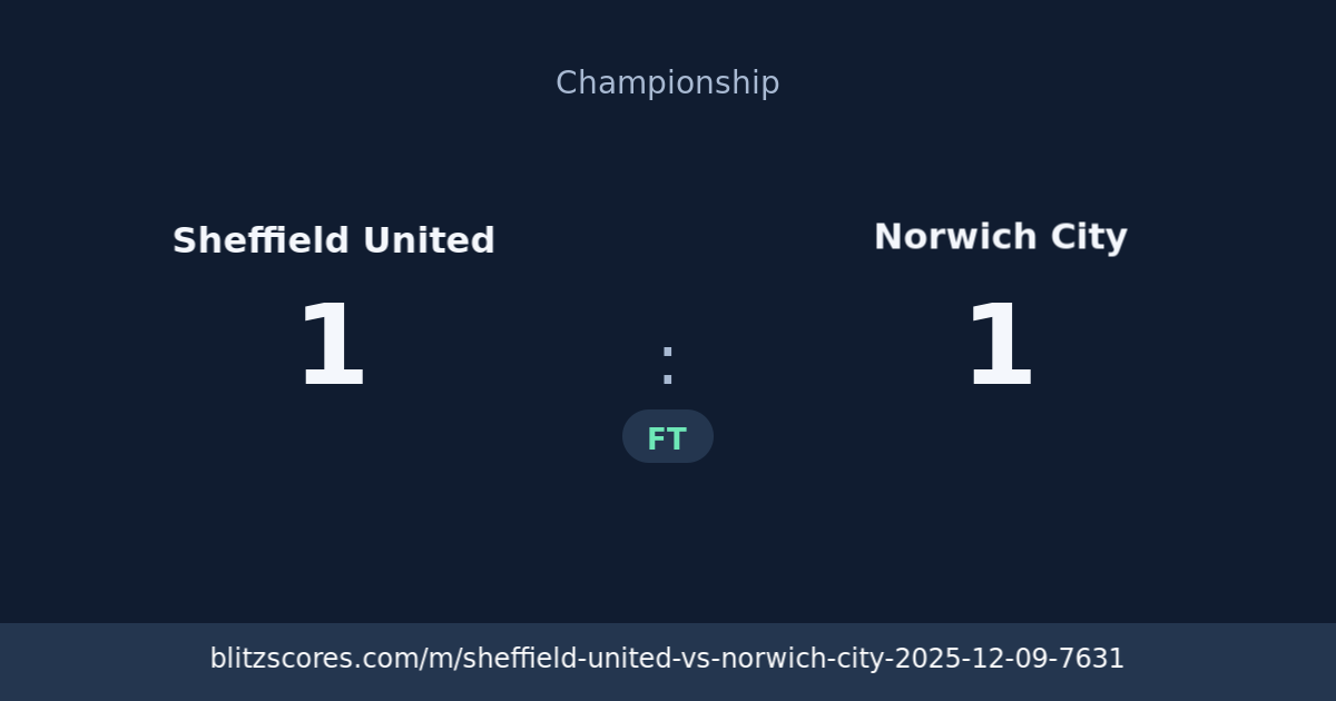 Sheffield United vs Norwich City score card