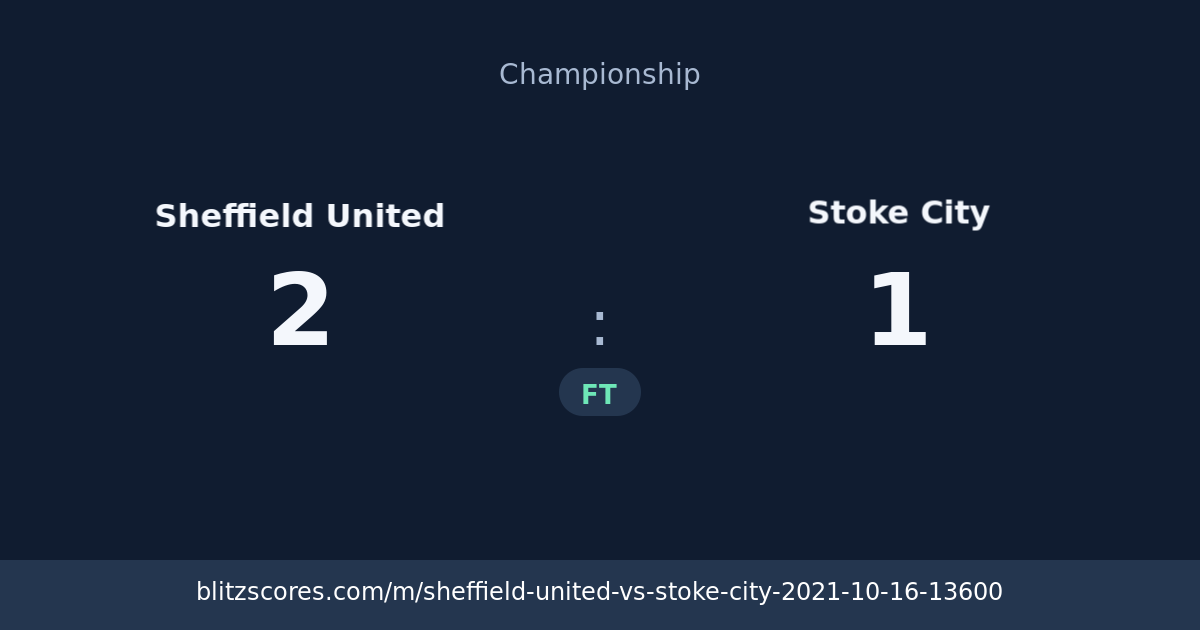 Sheffield United vs Stoke City score card
