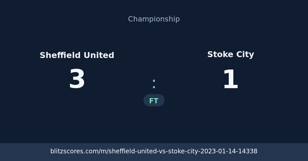 Sheffield United vs Stoke City score card