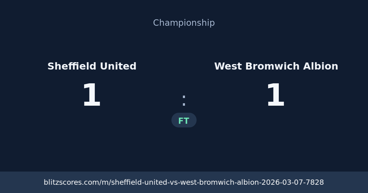 Sheffield United vs West Bromwich Albion score card