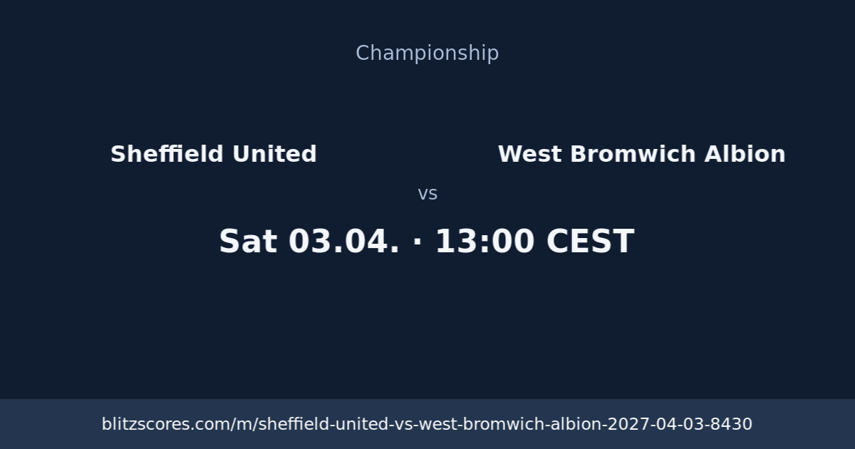 Sheffield United vs West Bromwich Albion score card