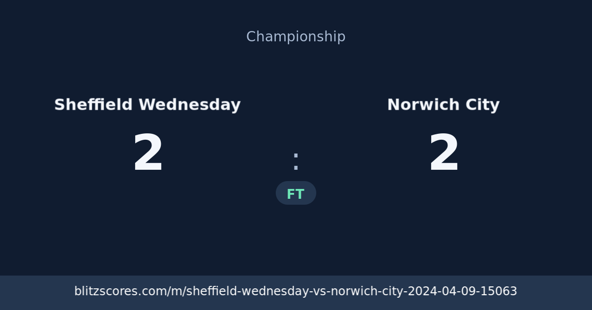 Sheffield Wednesday vs Norwich City score card