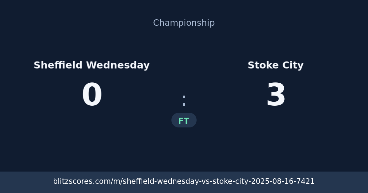 Sheffield Wednesday vs Stoke City score card