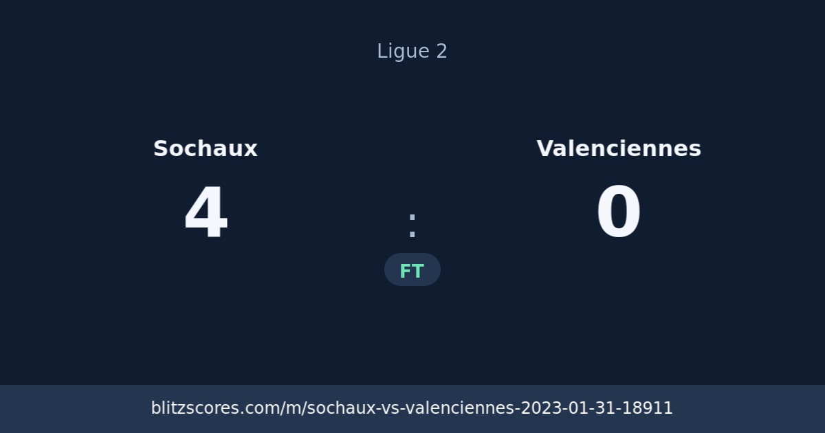 Sochaux vs Valenciennes score card