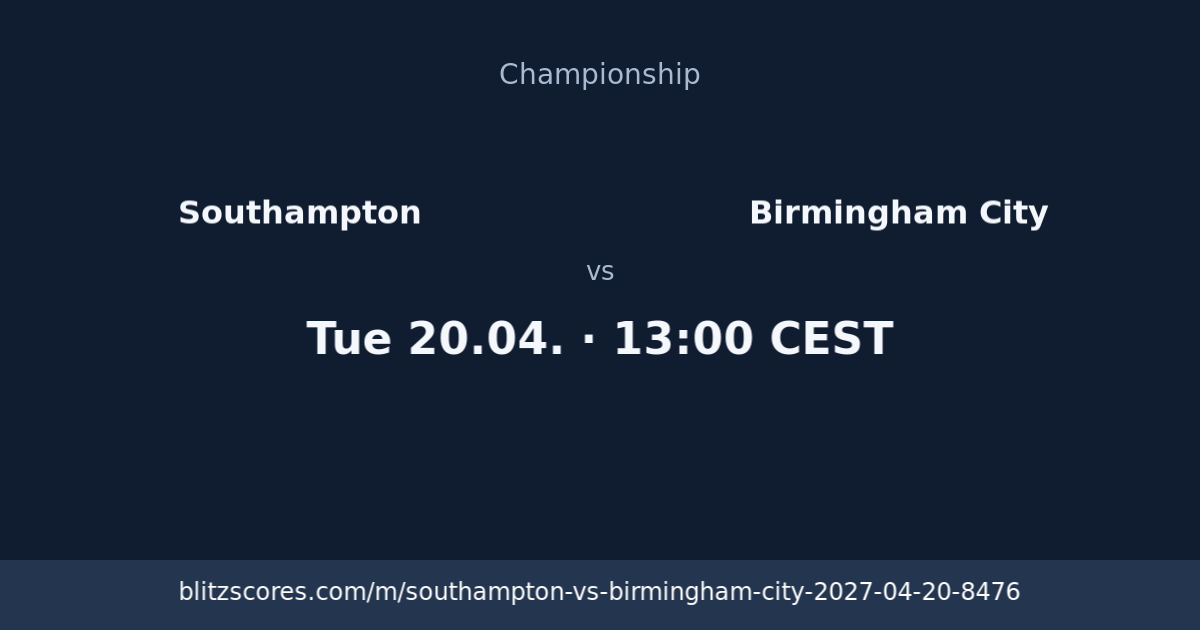 Southampton vs Birmingham City score card