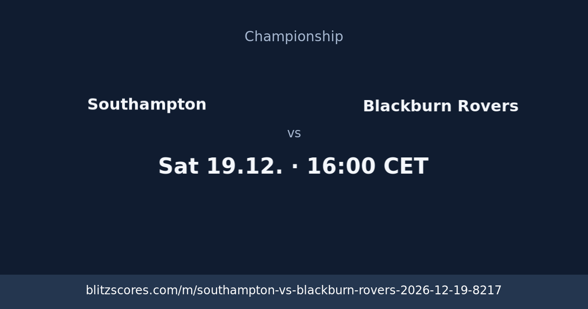 Southampton vs Blackburn Rovers score card