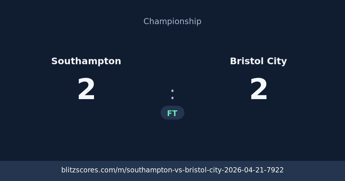 Southampton vs Bristol City score card