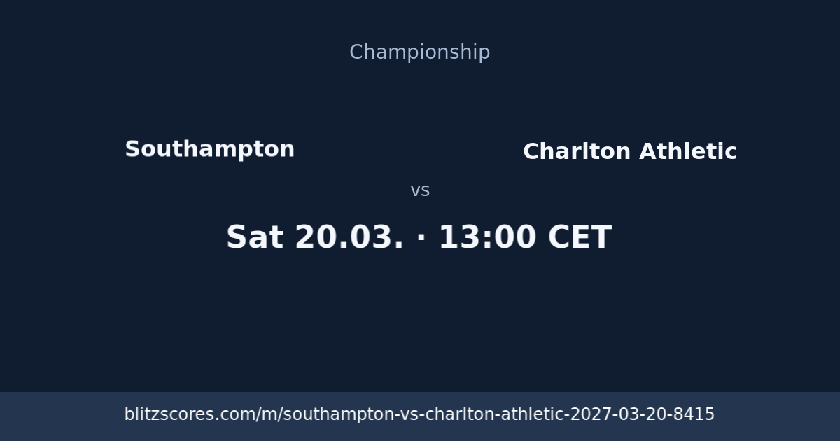 Southampton vs Charlton Athletic score card