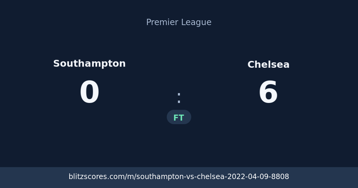 Southampton vs Chelsea score card