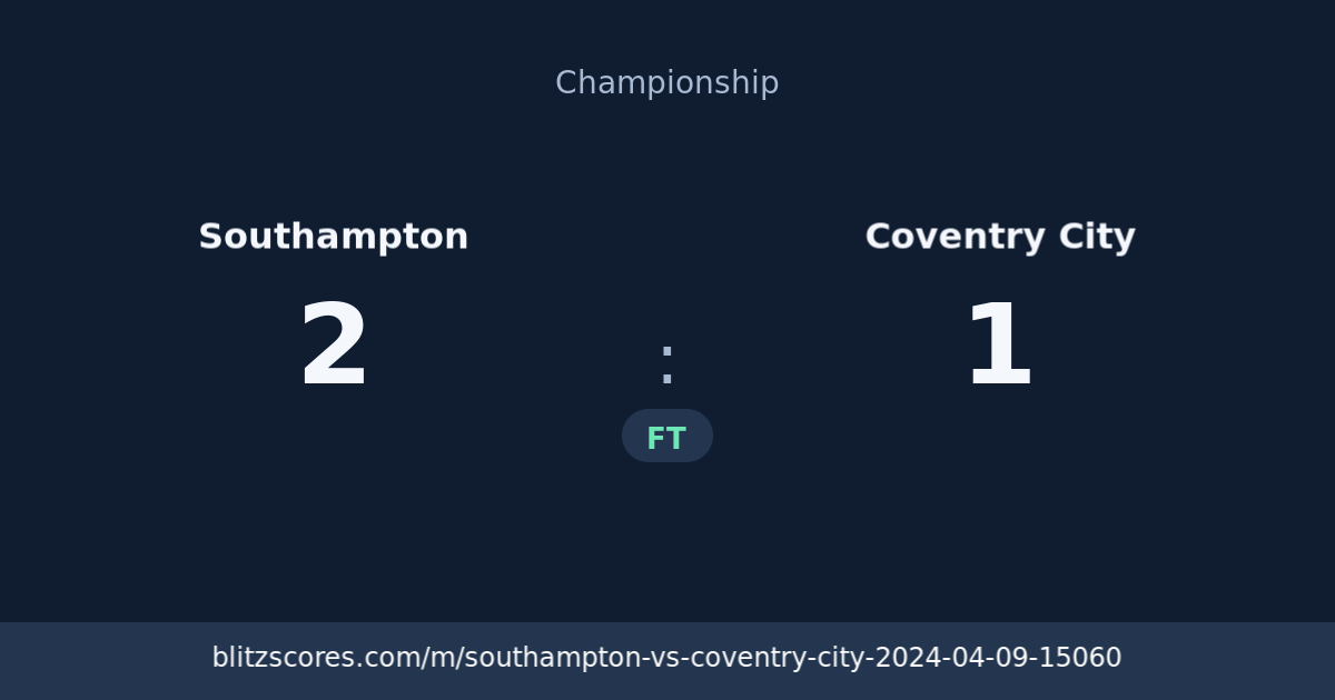 Southampton vs Coventry City score card