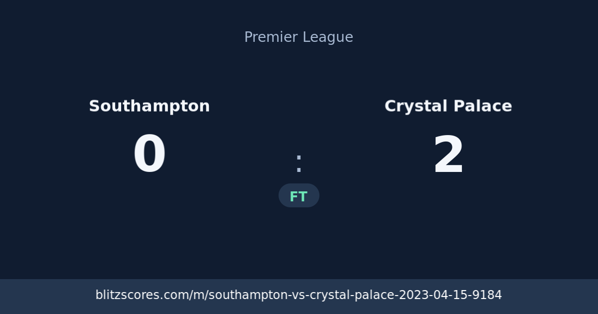 Southampton vs Crystal Palace score card
