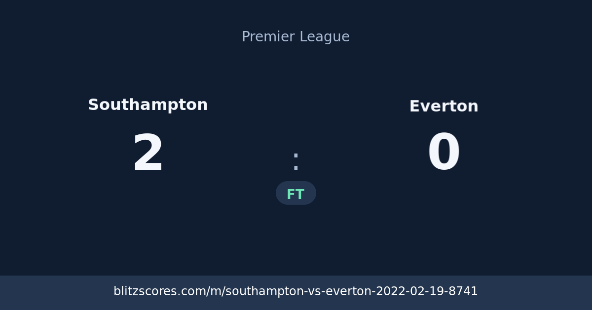 Southampton vs Everton score card