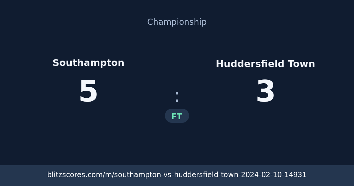 Southampton vs Huddersfield Town score card