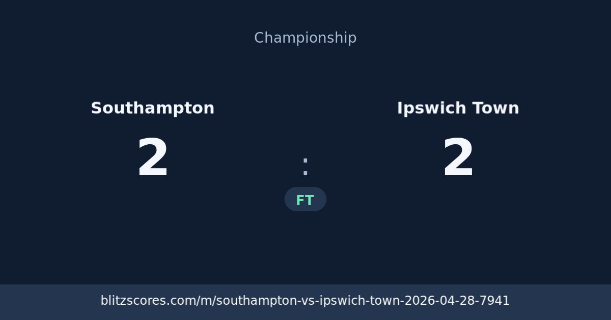 Southampton vs Ipswich Town score card