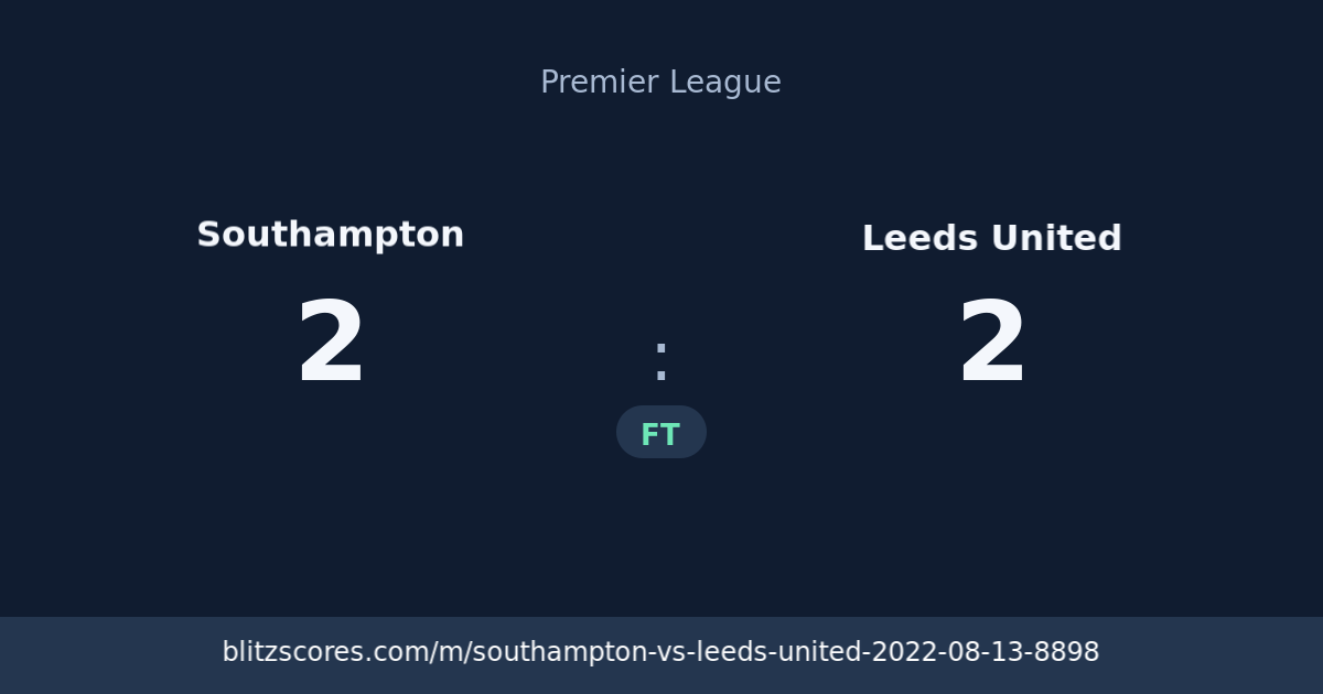 Southampton vs Leeds United score card
