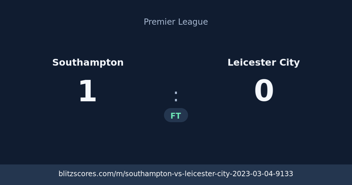 Southampton vs Leicester City score card