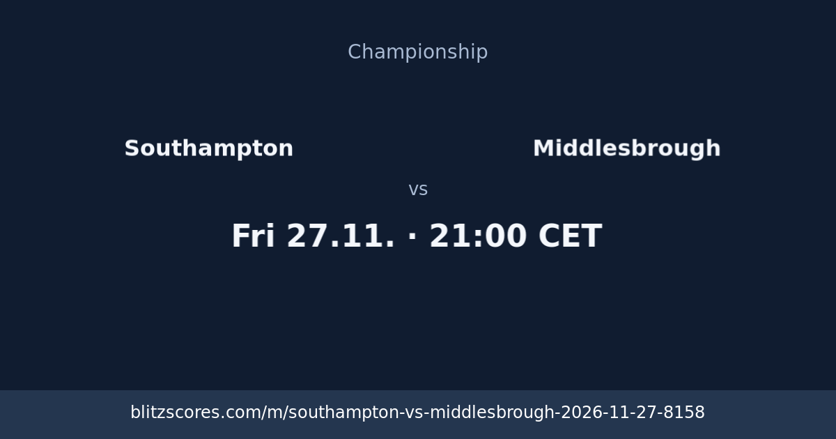 Southampton vs Middlesbrough score card