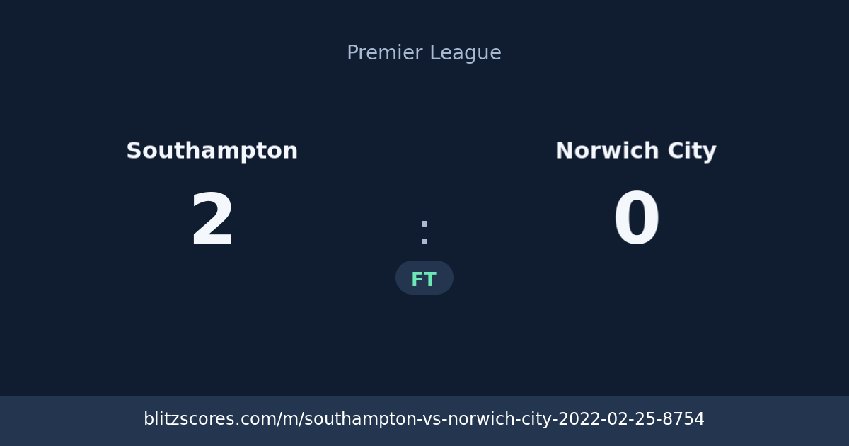Southampton vs Norwich City score card