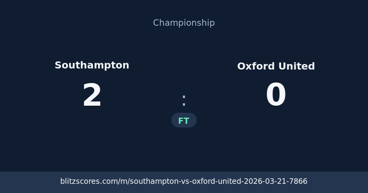 Southampton vs Oxford United score card