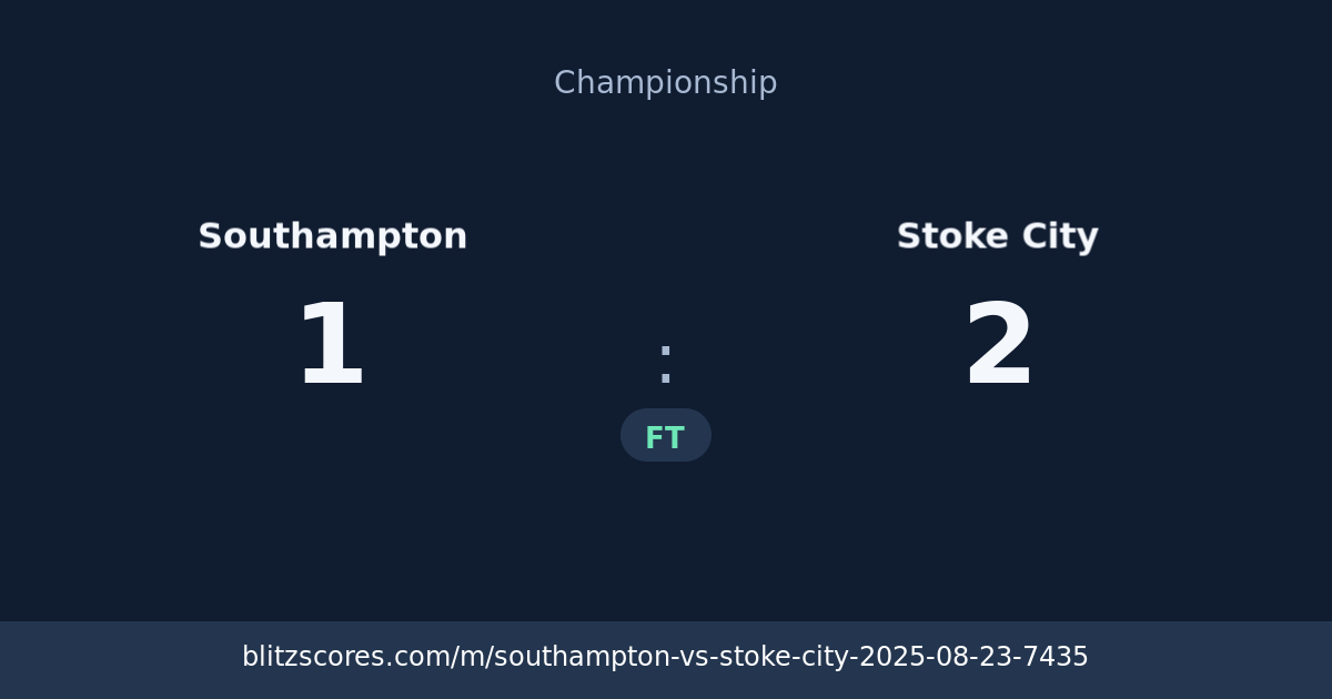 Southampton vs Stoke City score card