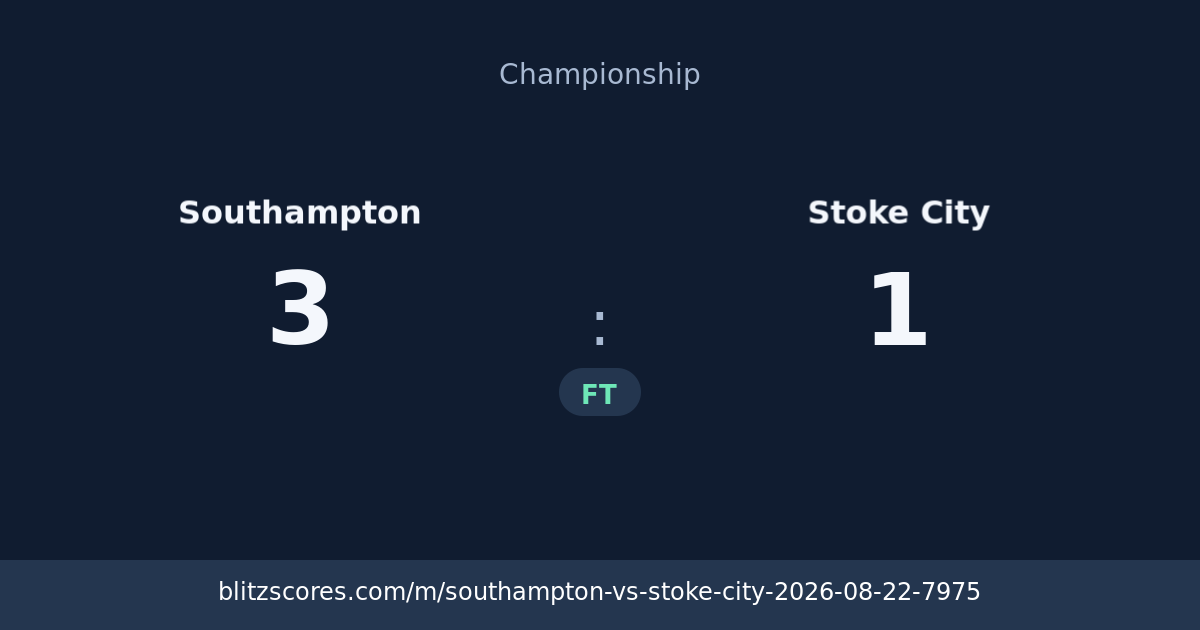 Southampton vs Stoke City score card