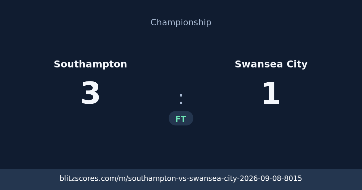 Southampton vs Swansea City score card
