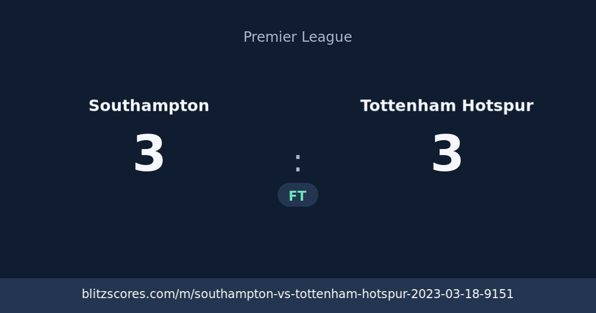 Southampton vs Tottenham Hotspur score card