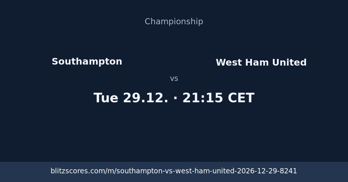 Southampton vs West Ham United score card